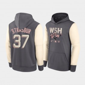 Washington Nationals 37 Stephen Strasburg 2022 City Connect Gray Pullover Authentic Collection Hoodie