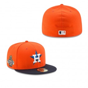 Men's Houston Astros Orange Navy 2022 World Series Champions Alternate Side Patch 59FIFTY Fitted Hat