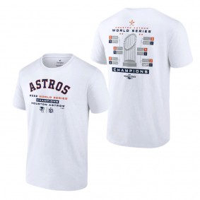 Men's Houston Astros White 2022 World Series Champions Milestone Schedule T-Shirt