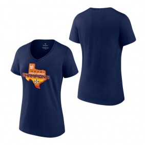 Women's Houston Astros Navy 2022 World Series Champions Stealing Home V-Neck T-Shirt