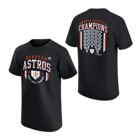 Youth Houston Astros Black 2022 World Series Champions Jersey Roster T-Shirt