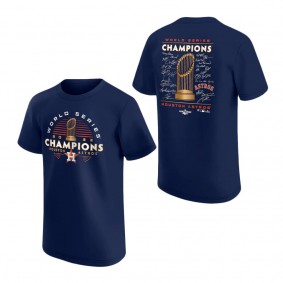 Youth Houston Astros Navy 2022 World Series Champions Signature Roster T-Shirt