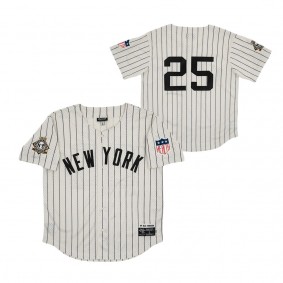 #25 New York Black Yankees Rings & Crwns Mesh Button-Down Replica Jersey Cream