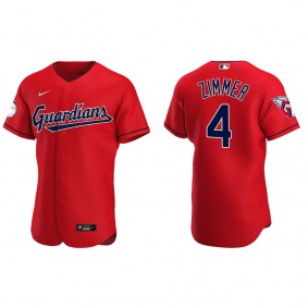 Cleveland Guardians Bradley Zimmer 2022 Authentic Alternate Red Jersey