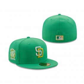 San Diego Padres 25th Anniversary Yellow Undervisor 59FIFTY Fitted Cap Kelly Green