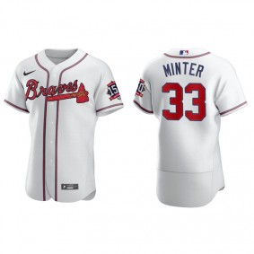 A.J. Minter Men's Atlanta Braves White Home 2021 World Series 150th Anniversary Jersey