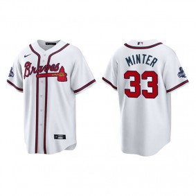 A.J. Minter Atlanta Braves White 2021 World Series Champions Replica Jersey