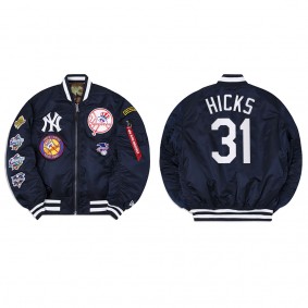 Men's New York Yankees Aaron Hicks Navy Alpha Industries Jacket