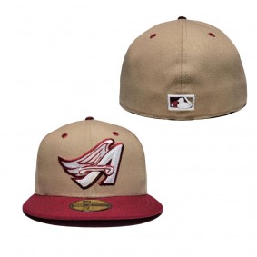 Anaheim Angels Tan Burgundy 59FIFTY Fitted Hat