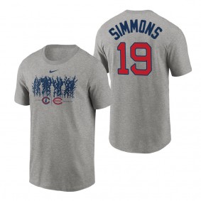 Cubs Andrelton Simmons Gray 2022 Field of Dreams Cornfield Matchup T-Shirt