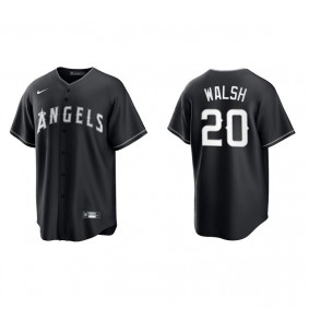 Men's Los Angeles Angels Jared Walsh Black White Replica Official Jersey