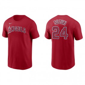 Men's Los Angeles Angels Kurt Suzuki Red Name & Number Nike T-Shirt