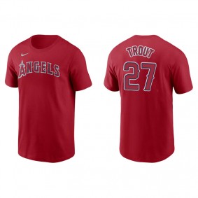 Men's Los Angeles Angels Mike Trout Red Name & Number Nike T-Shirt