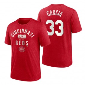 Reds Aramis Garcia Red 2022 Field of Dreams Lockup Tri-Blend T-Shirt