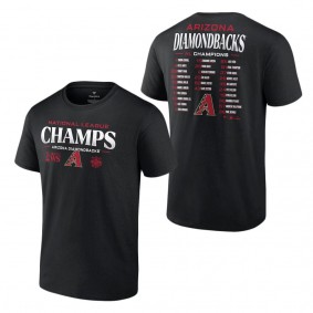 Men's Arizona Diamondbacks Fanatics Branded Black 2023 National League Champions Roster T-Shirt