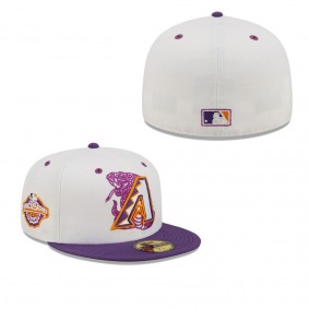 Men's Arizona Diamondbacks White Purple 2001 World Series Grape Lolli 59FIFTY Fitted Hat