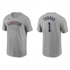 Men's Houston Astros Carlos Correa Gray Name & Number Nike T-Shirt