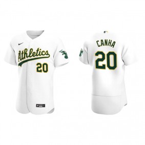 Men's Oakland Athletics Mark Canha White Authentic Home Jersey