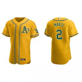 Men's Oakland Athletics Starling Marte Gold Authentic Home Jersey