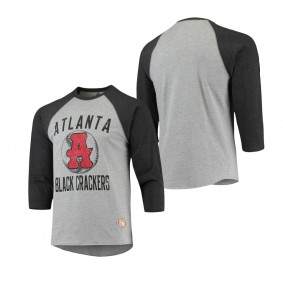 Atlanta Black Crackers Stitches Negro League Wordmark Raglan 3-4-Sleeve T-Shirt Heathered Gray Black