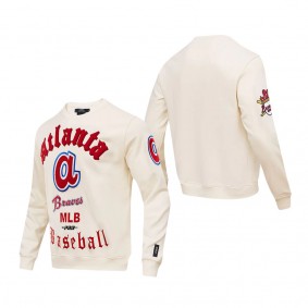 Men's Atlanta Braves Pro Standard Cream Retro Old English Pullover Sweatshirt