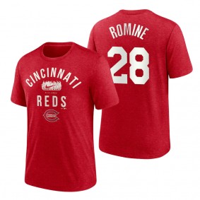 Reds Austin Romine Red 2022 Field of Dreams Lockup Tri-Blend T-Shirt