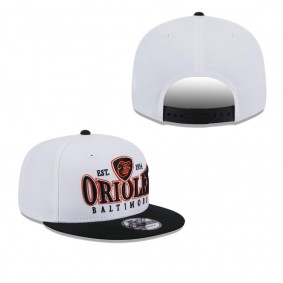 Men's Baltimore Orioles White Black Crest 9FIFTY Snapback Hat