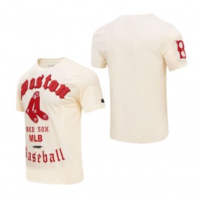 Men's Boston Red Sox Cream Cooperstown Collection Old English T-Shirt