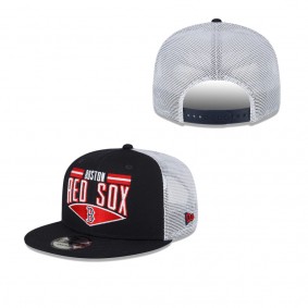 Men's Boston Red Sox Navy White Base Trucker 9FIFTY Snapback Hat