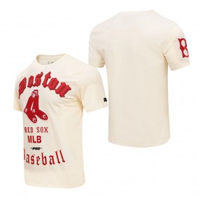 Men's Boston Red Sox Pro Standard Cream Cooperstown Collection Old English T-Shirt