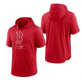 Boston Red Sox Red Logo Lockup Performance Short-Sleeved Pullover Hoodie