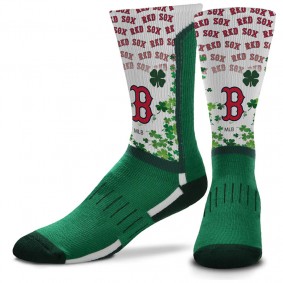 Boston Red Sox For Bare Feet Four Leaf St. Patrick's Day V-Curve Crew Socks