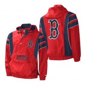Men's Boston Red Sox Starter Red Impact Hoodie Half-Zip Jacket
