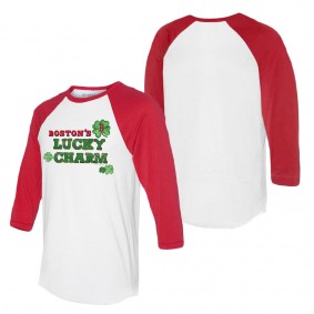 Men's Boston Red Sox Tiny Turnip White Red Lucky Charm Raglan T-Shirt