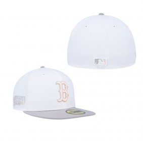 Men's Boston Red Sox White Gray 2007 World Series Side Patch Peach Undervisor 59FIFTY Fitted Hat