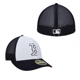 Men's Boston Red Sox White Navy 2023 On-Field Batting Practice Low Profile 59FIFTY Fitted Hat