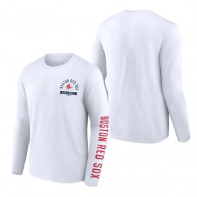 Men's Boston Red Sox Fanatics Branded White Pressbox Long Sleeve T-Shirt