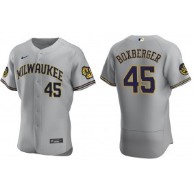 Men's Milwaukee Brewers Brad Boxberger Gray Authentic Road Jersey