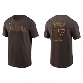 Men's San Diego Padres Brandon Drury Brown Name & Number T-Shirt