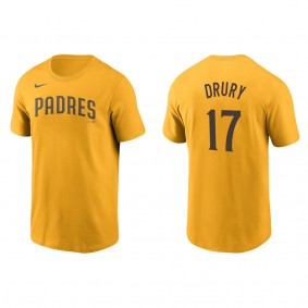 Men's San Diego Padres Brandon Drury Gold Name & Number T-Shirt