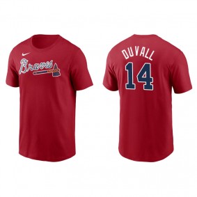 Men's Atlanta Braves Adam Duvall Red Name & Number Nike T-Shirt