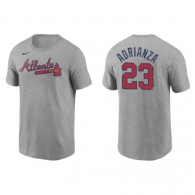 Men's Atlanta Braves Ehire Adrianza Gray Name & Number Nike T-Shirt