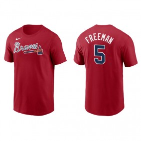Men's Atlanta Braves Freddie Freeman Red Name & Number Nike T-Shirt