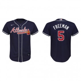 Youth Atlanta Braves Freddie Freeman Navy Replica Alternate Jersey