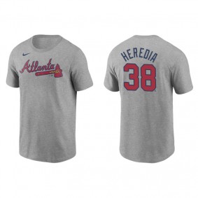 Men's Atlanta Braves Guillermo Heredia Gray Name & Number Nike T-Shirt