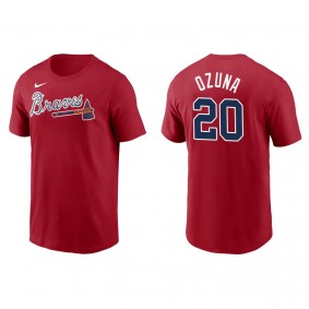 Men's Atlanta Braves Marcell Ozuna Red Name & Number Nike T-Shirt