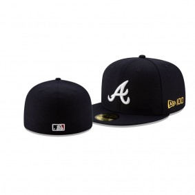 Men's Atlanta Braves New Era 100th Anniversary Navy Team Color 59FIFTY Fitted Hat