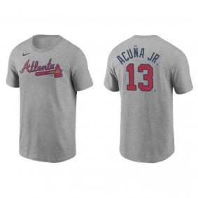 Men's Atlanta Braves Ronald Acuna Jr. Gray Name & Number Nike T-Shirt