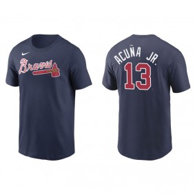 Men's Atlanta Braves Ronald Acuna Jr. Navy Name & Number Nike T-Shirt