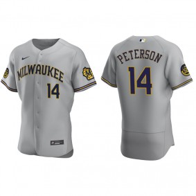 Men's Milwaukee Brewers Jace Peterson Gray Authentic Road Jersey